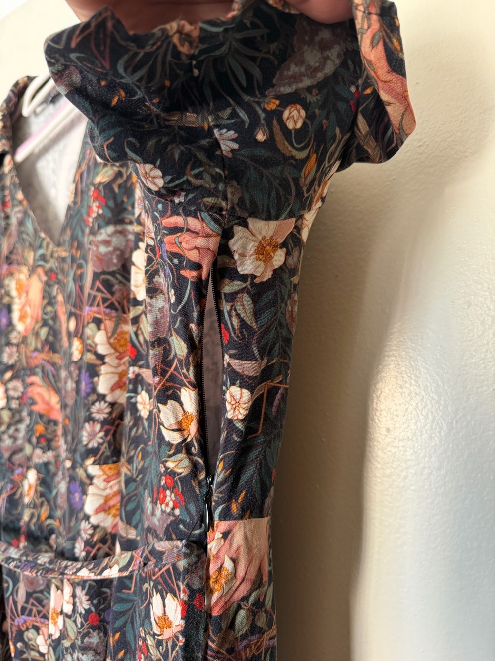 Disturbia Dark Floral Botanical Collared Mini Dress Size US 10 Goth Cottagecore - Picture 5 of 7